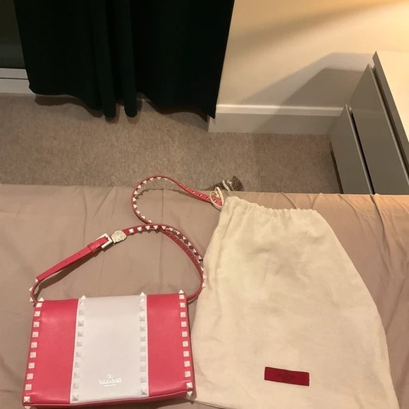 Valentina Pink and White Studded Crossbody Bag - Picture 3 of 7